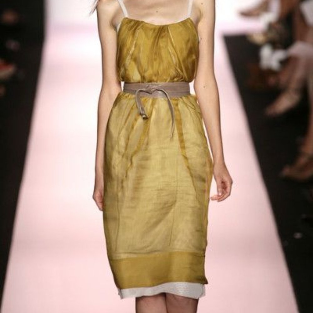 BCBGMAXAZRIA Runway Silk/Organza Yellow/Gold Dress Size 0 NWOT